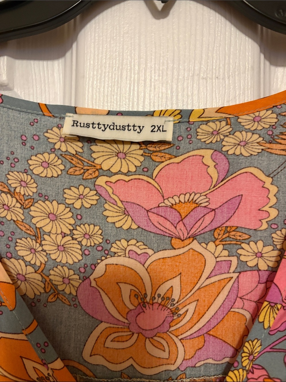 Rusttydustty Floral Boho Dress in Pink & Orange - Picture 2 of 5